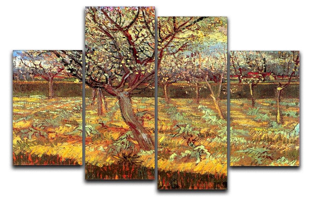 Apricot Trees in Blossom by Van Gogh 4 Split Panel Canvas  - Canvas Art Rocks - 1
