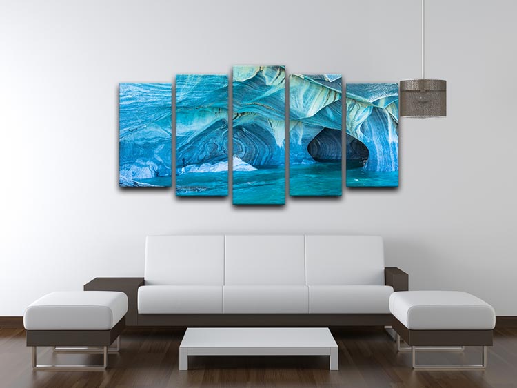 Aqua Marble Landscape 5 Split Panel Canvas - Canvas Art Rocks - 3
