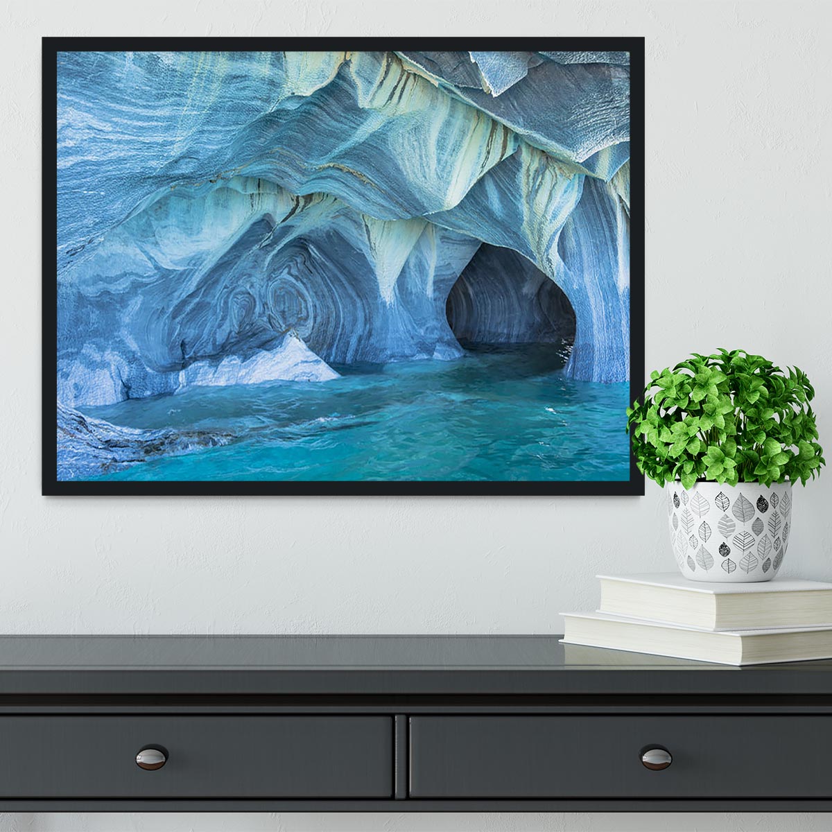 Aqua Marble Landscape Framed Print - Canvas Art Rocks - 2