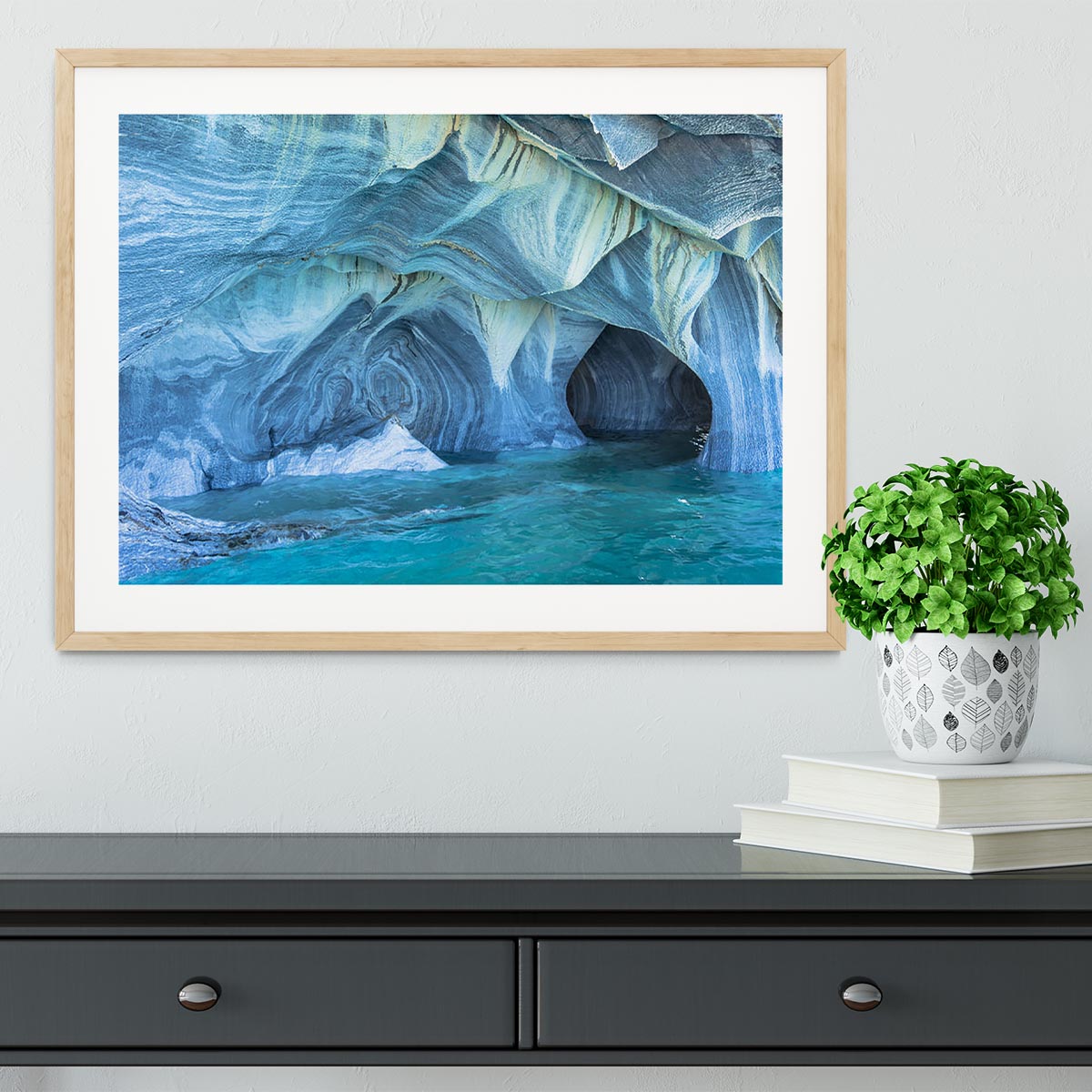 Aqua Marble Landscape Framed Print - Canvas Art Rocks - 3