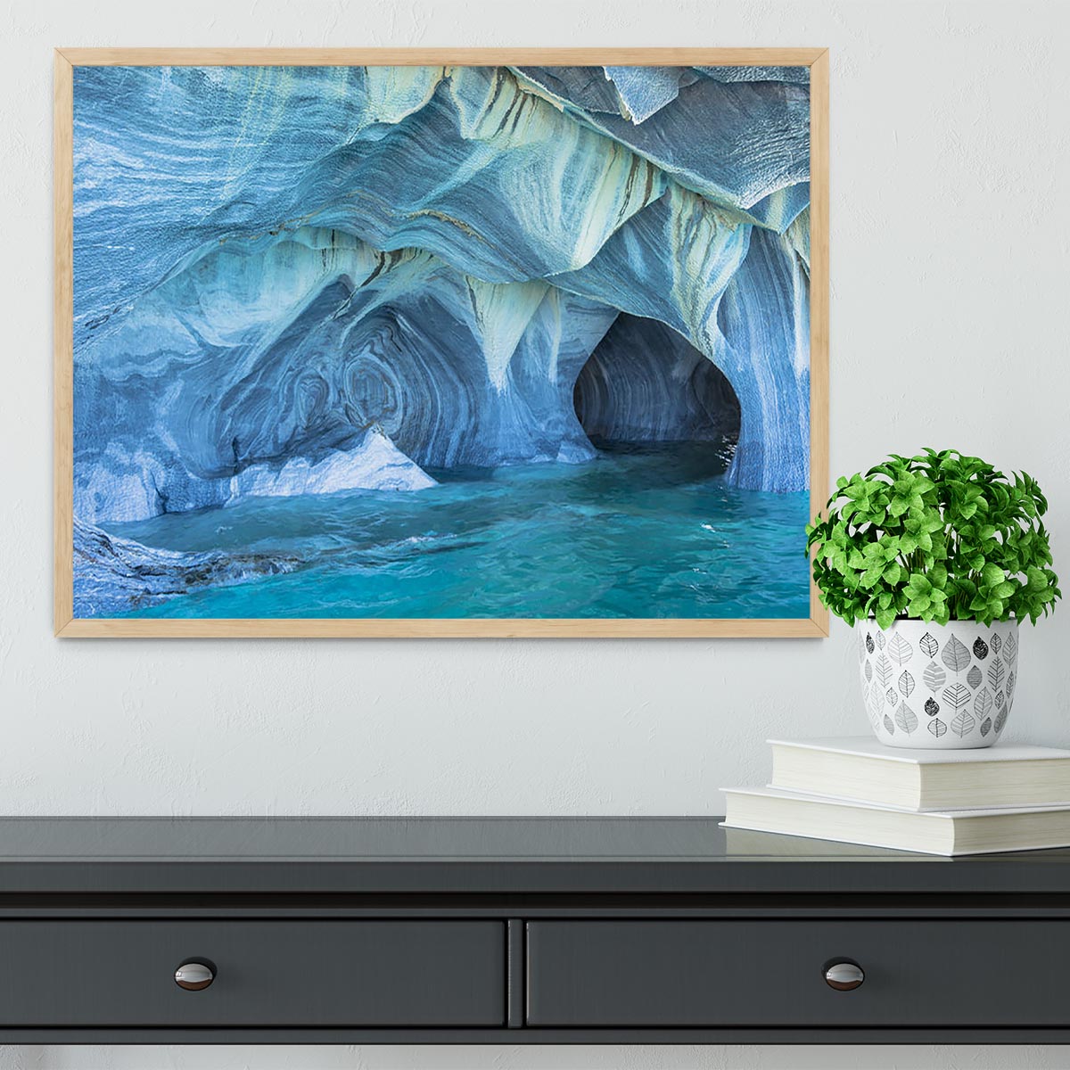 Aqua Marble Landscape Framed Print - Canvas Art Rocks - 4