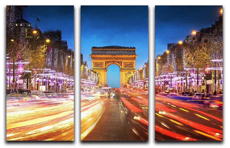 Arc de triomphe Paris city at sunset 3 Split Panel Canvas Print - Canvas Art Rocks - 1