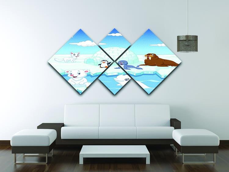 Arctics animals 4 Square Multi Panel Canvas - Canvas Art Rocks - 3