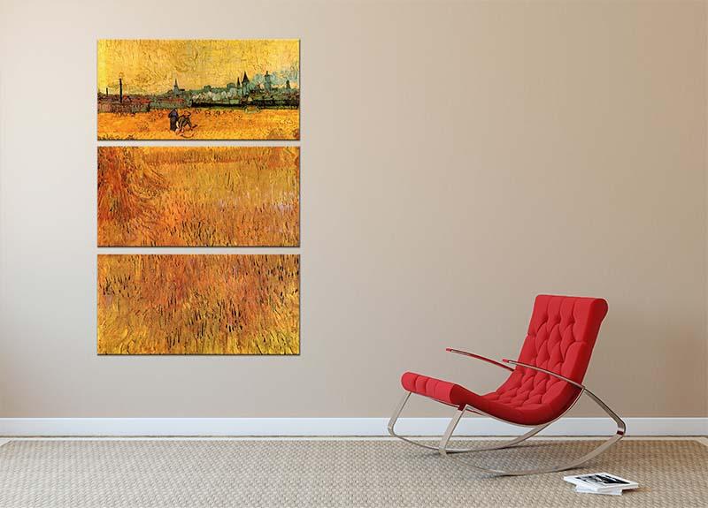 Arles View from the Wheat Fields by Van Gogh 3 Split Panel Canvas Print - Canvas Art Rocks - 2