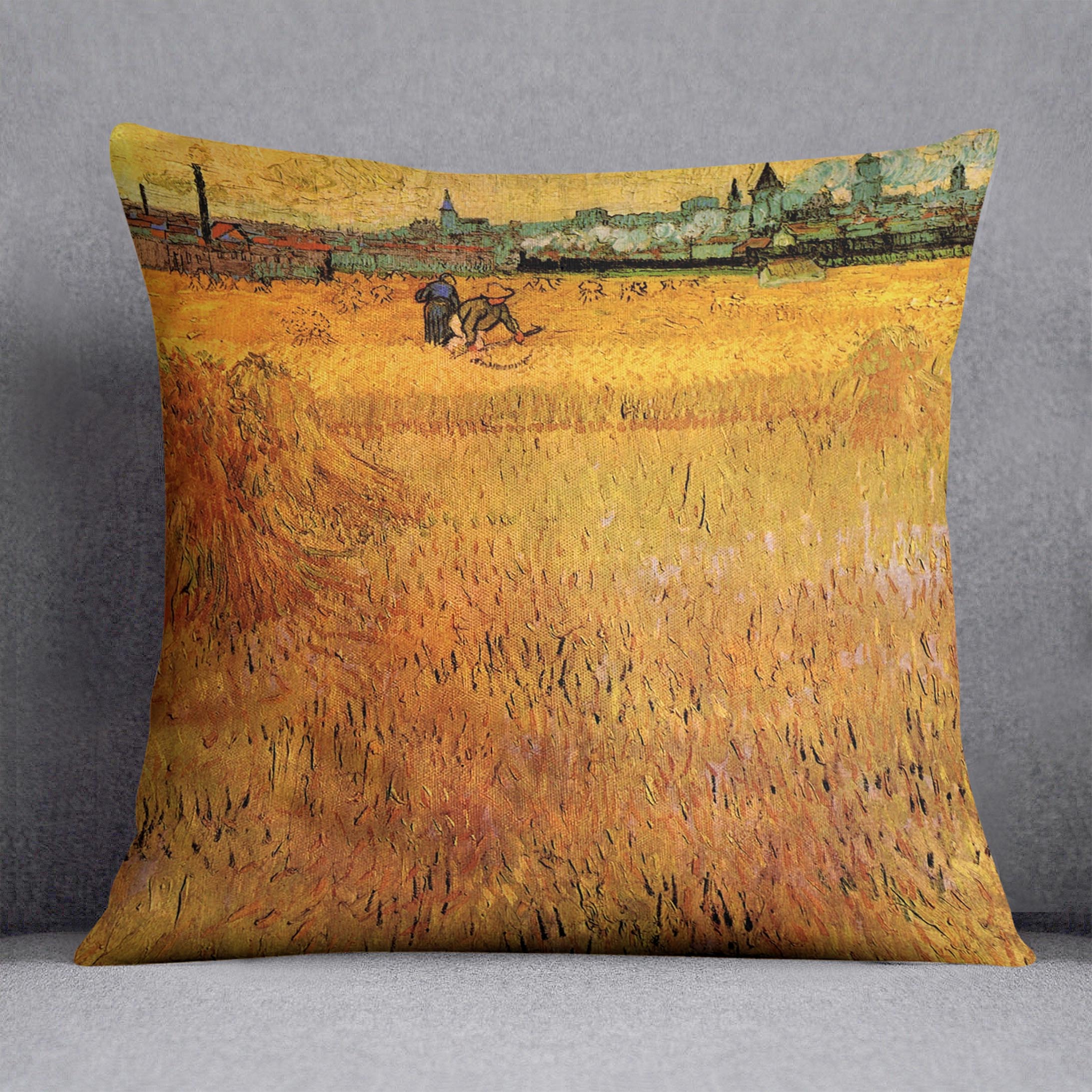 Arles View from the Wheat Fields by Van Gogh Cushion