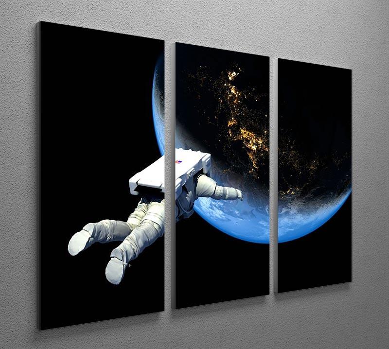 Astronaut Floating to Earth 3 Split Panel Canvas Print - Canvas Art Rocks - 2