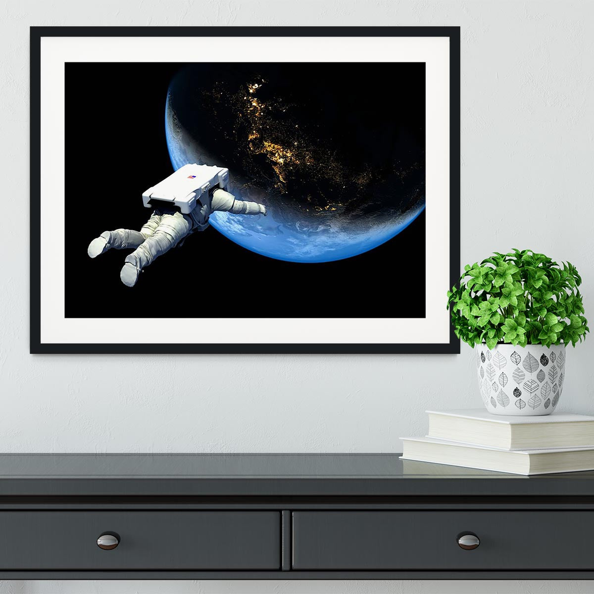Astronaut Floating to Earth Framed Print - Canvas Art Rocks - 1