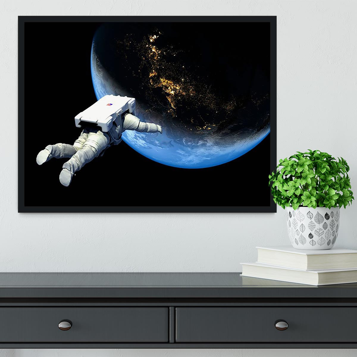 Astronaut Floating to Earth Framed Print - Canvas Art Rocks - 2