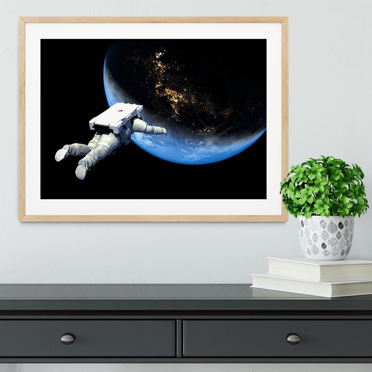Astronaut Floating to Earth Framed Print - Canvas Art Rocks - 3