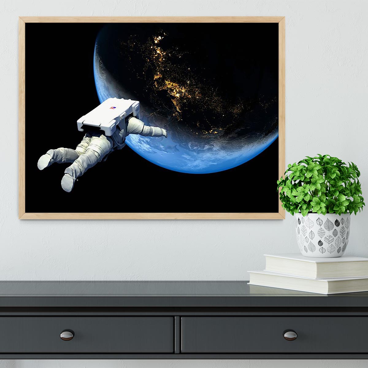 Astronaut Floating to Earth Framed Print - Canvas Art Rocks - 4