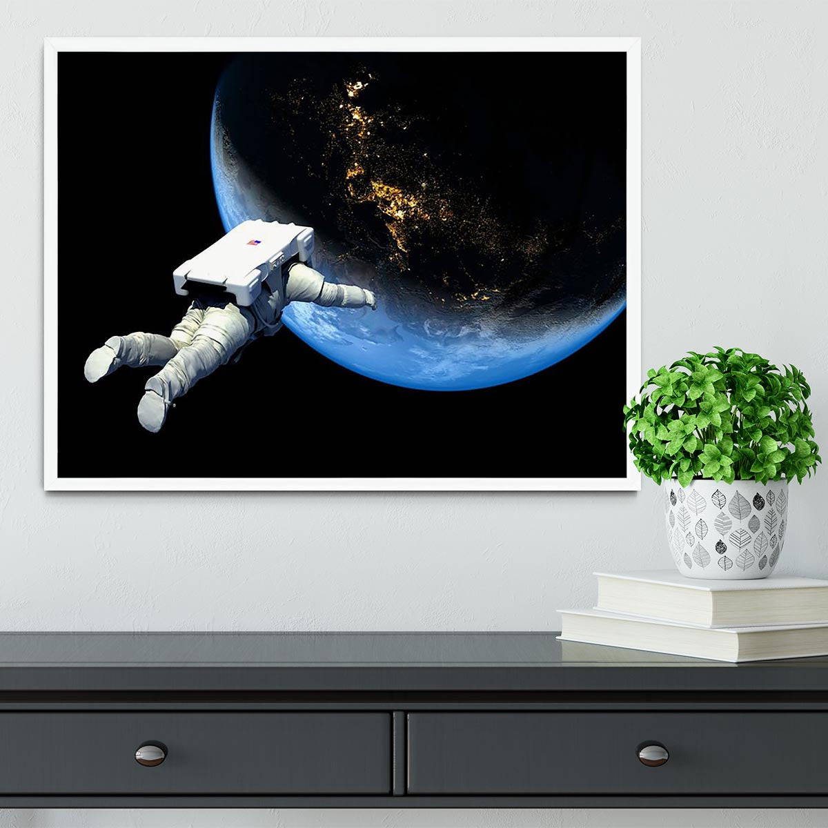 Astronaut Floating to Earth Framed Print - Canvas Art Rocks -6