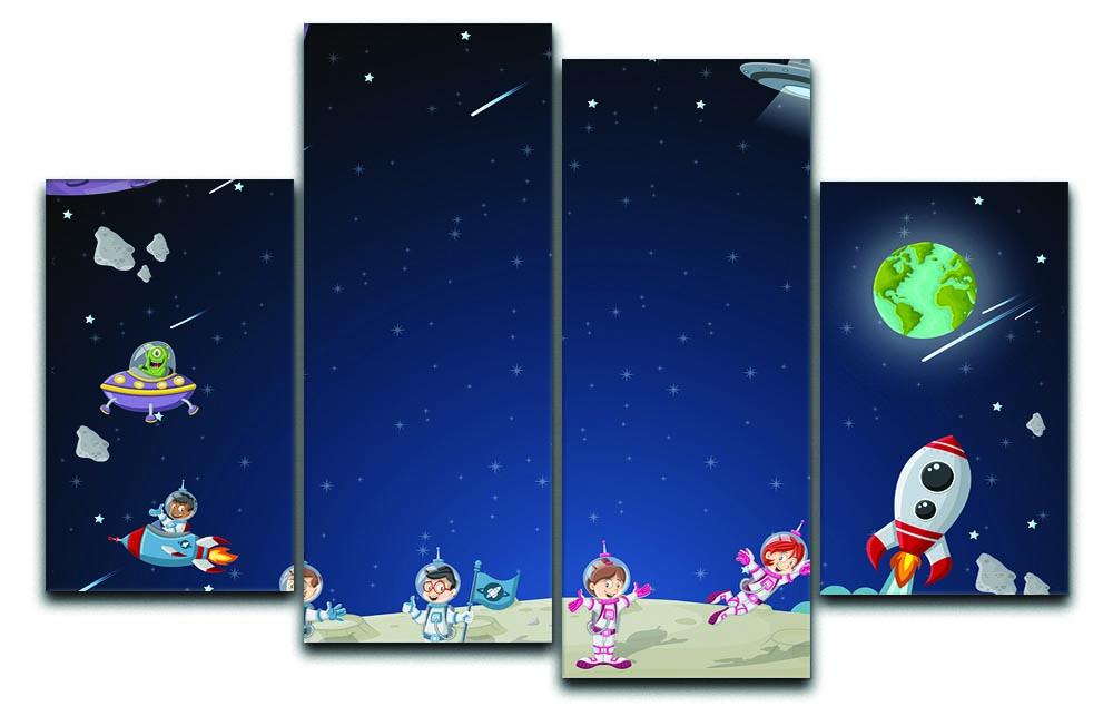 Astronaut cartoon characters 4 Split Panel Canvas  - Canvas Art Rocks - 1