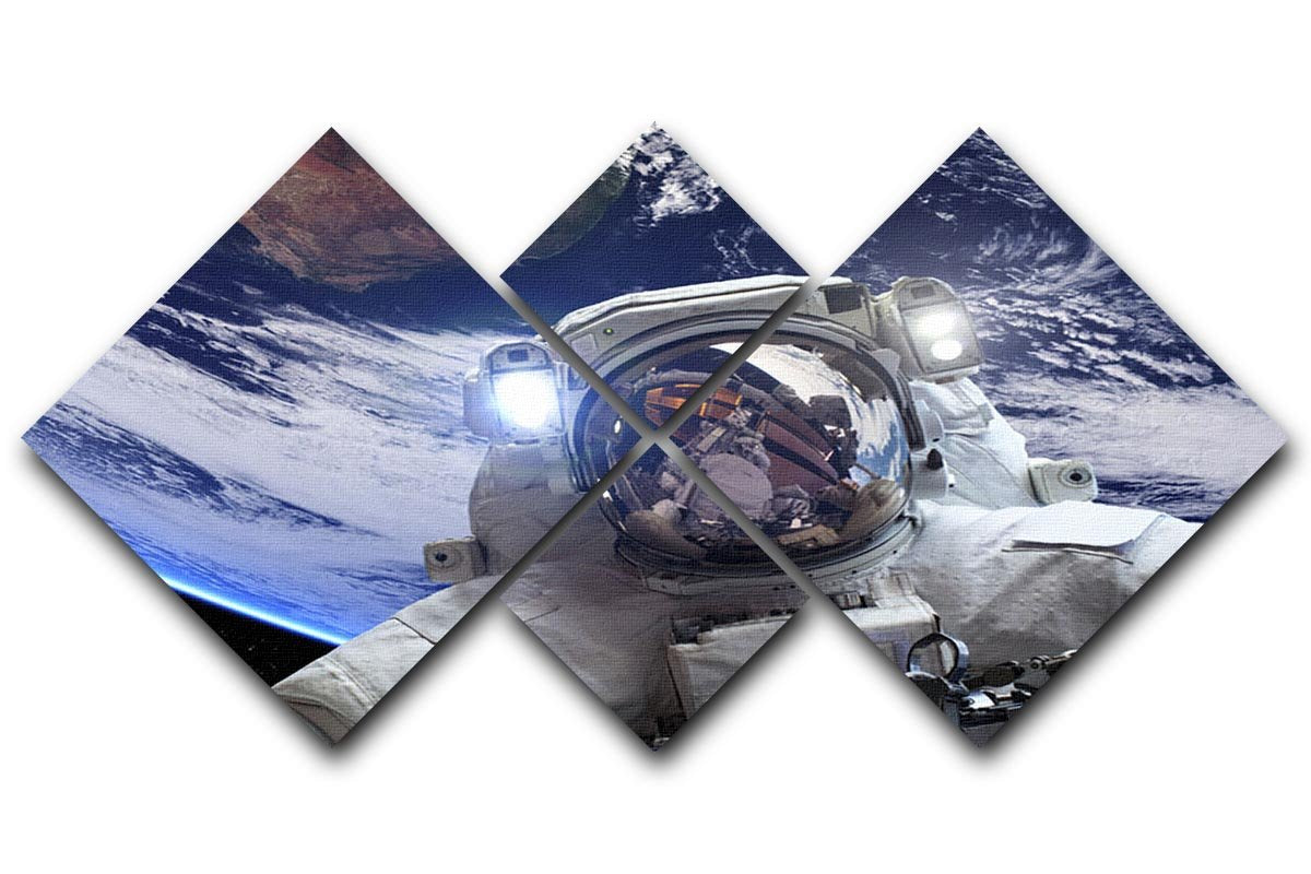 Astronaut in outer space against the backdrop 4 Square Multi Panel Canvas  - Canvas Art Rocks - 1