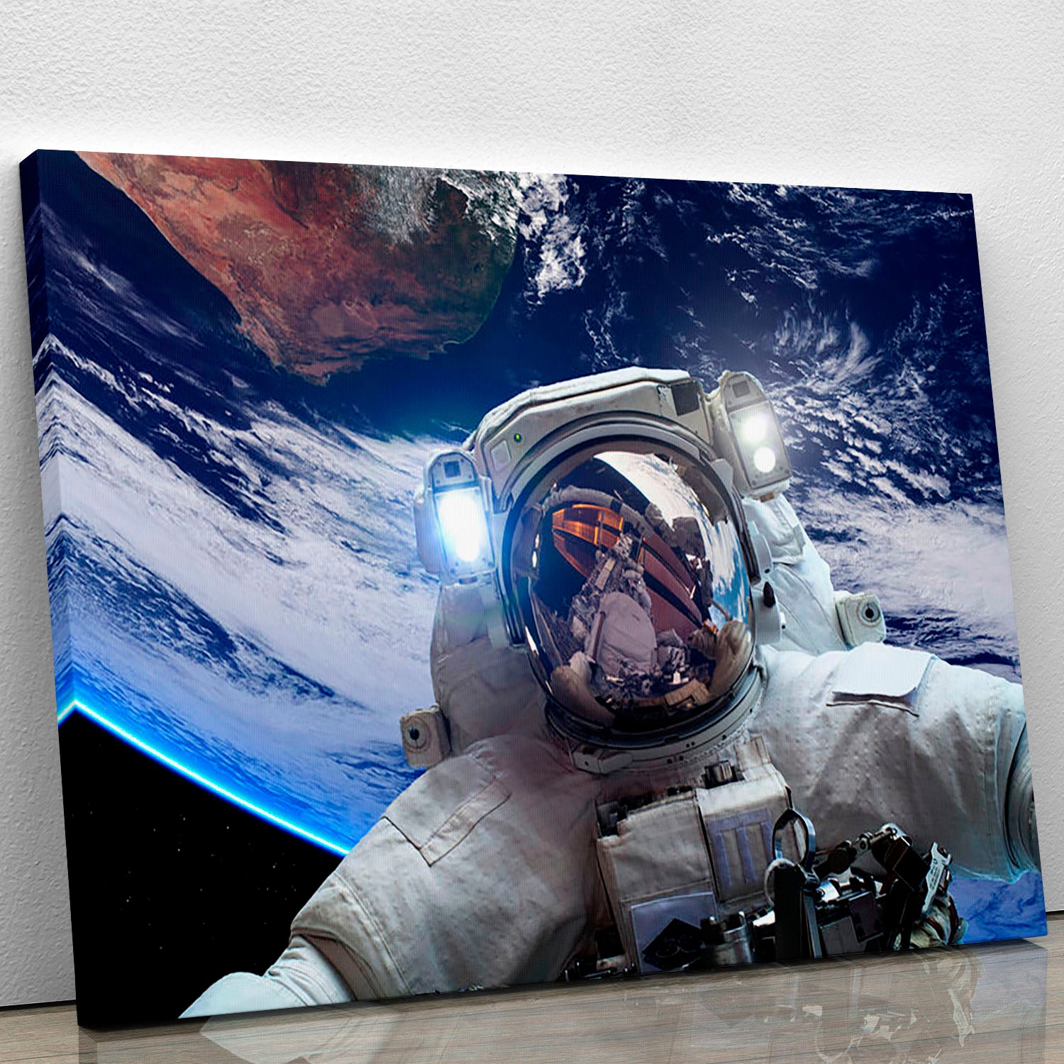 Astronaut in outer space against the backdrop Canvas Print or Poster - Canvas Art Rocks - 1