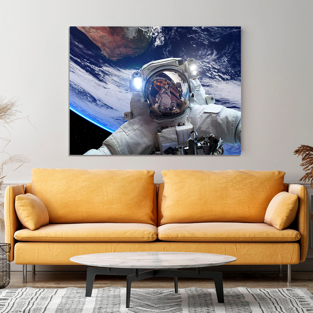 Astronaut in outer space against the backdrop Canvas Print or Poster - Canvas Art Rocks - 4