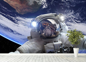 Astronaut in outer space against the backdrop Wall Mural Wallpaper - Canvas Art Rocks - 4