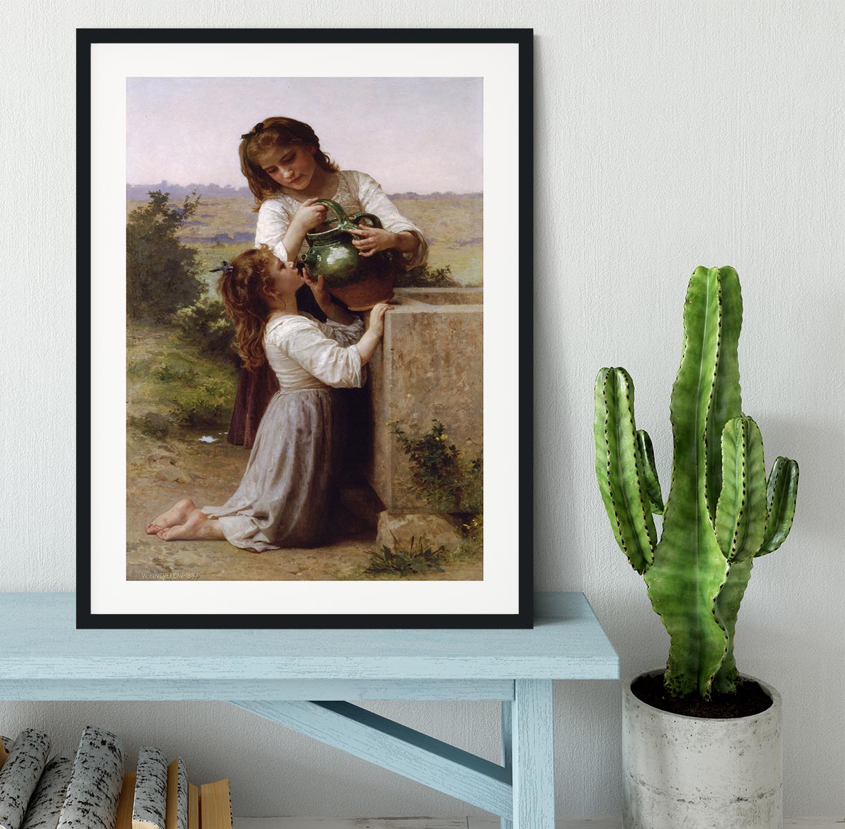 At The Fountain 2 By Bouguereau Framed Print - Canvas Art Rocks - 1
