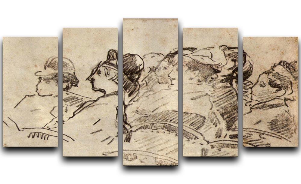 At the Theater by Manet 5 Split Panel Canvas  - Canvas Art Rocks - 1
