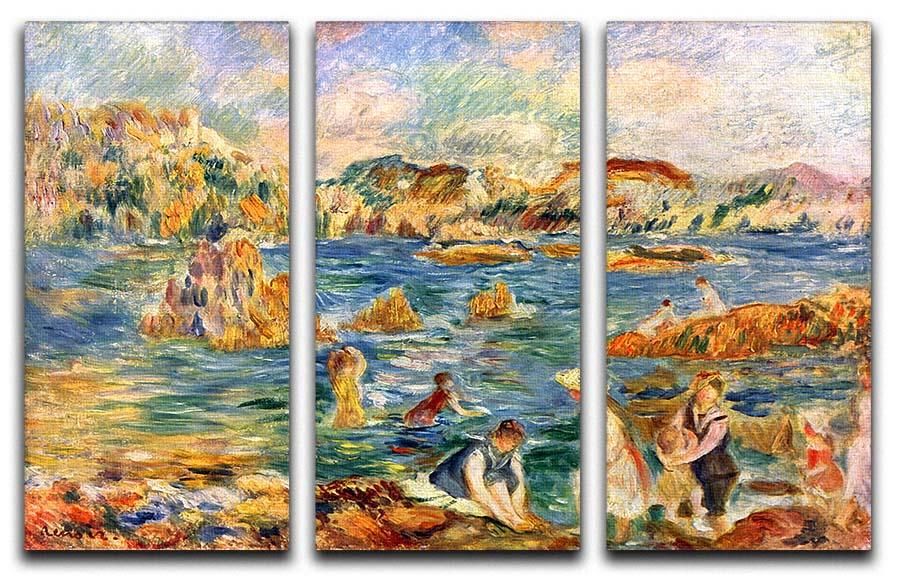 At the beach of Guernesey by Renoir 3 Split Panel Canvas Print - Canvas Art Rocks - 1