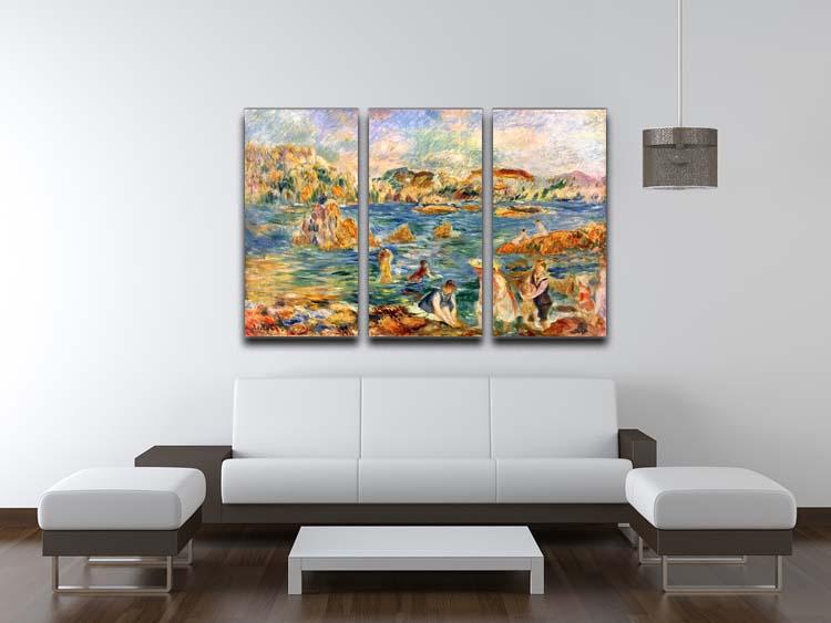At the beach of Guernesey by Renoir 3 Split Panel Canvas Print - Canvas Art Rocks - 3