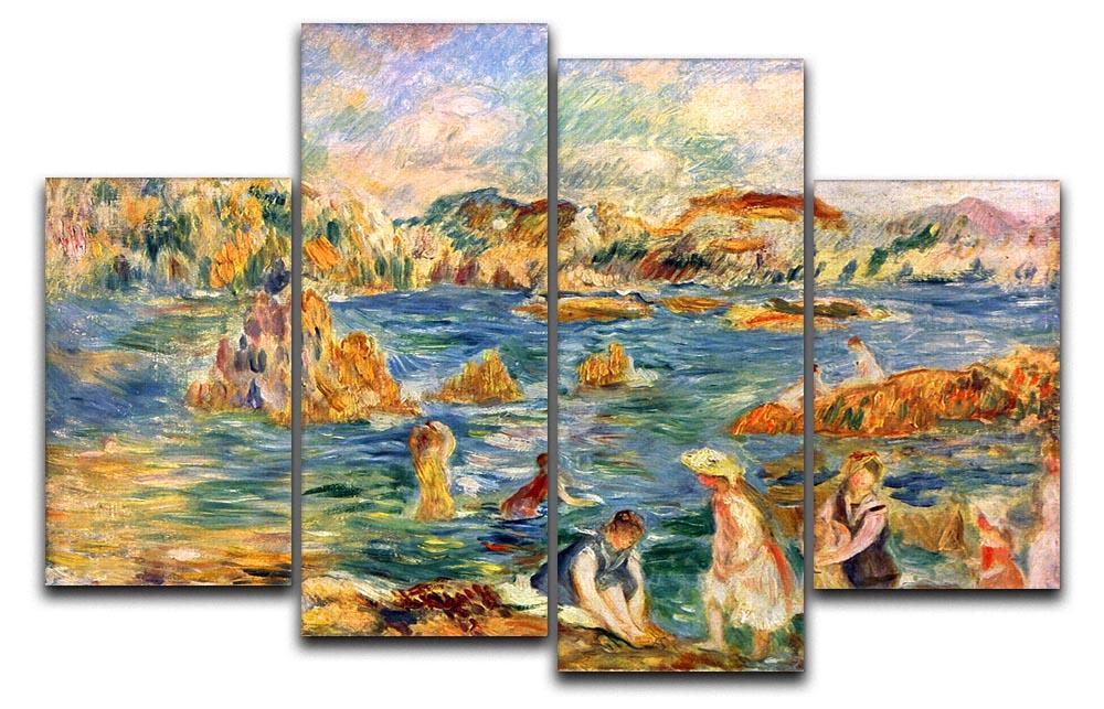 At the beach of Guernesey by Renoir 4 Split Panel Canvas  - Canvas Art Rocks - 1
