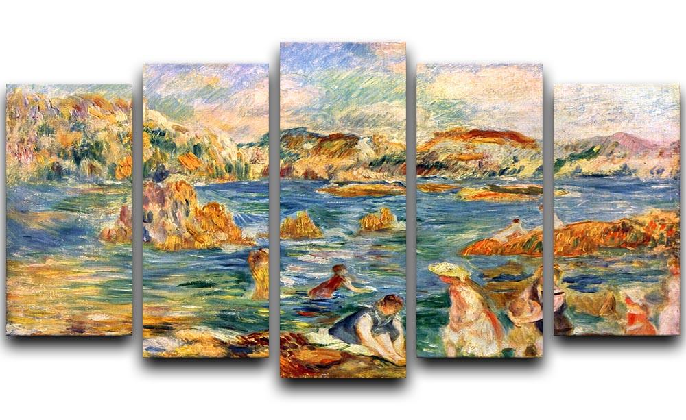 At the beach of Guernesey by Renoir 5 Split Panel Canvas  - Canvas Art Rocks - 1