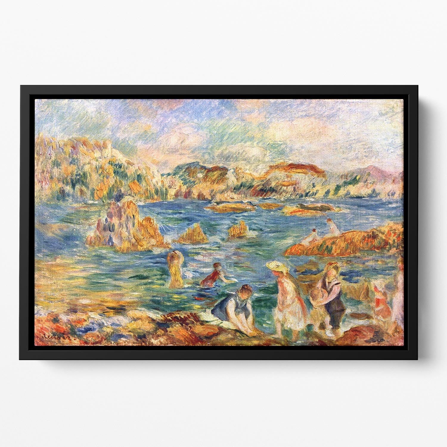 At the beach of Guernesey by Renoir Floating Framed Canvas