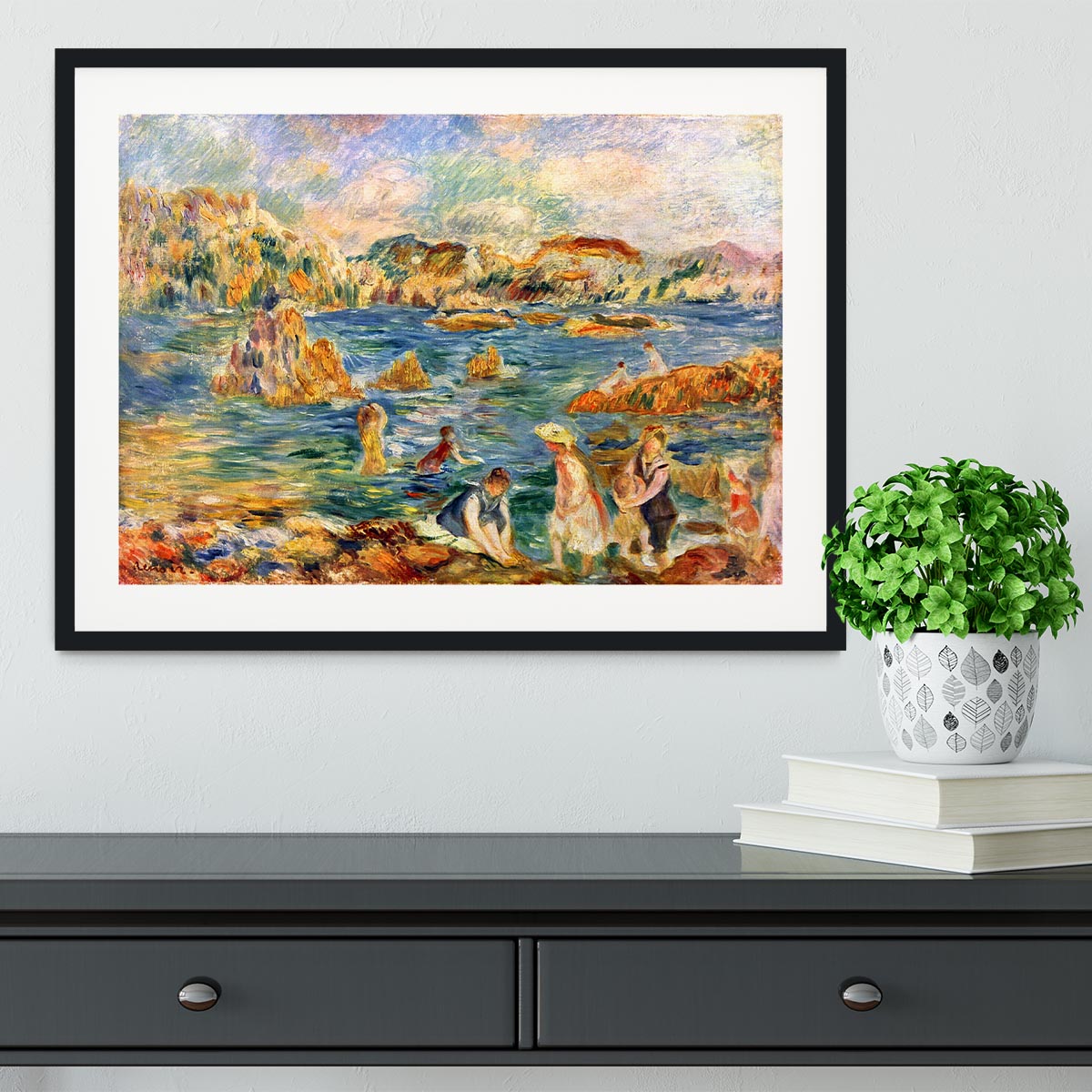 At the beach of Guernesey by Renoir Framed Print - Canvas Art Rocks - 1