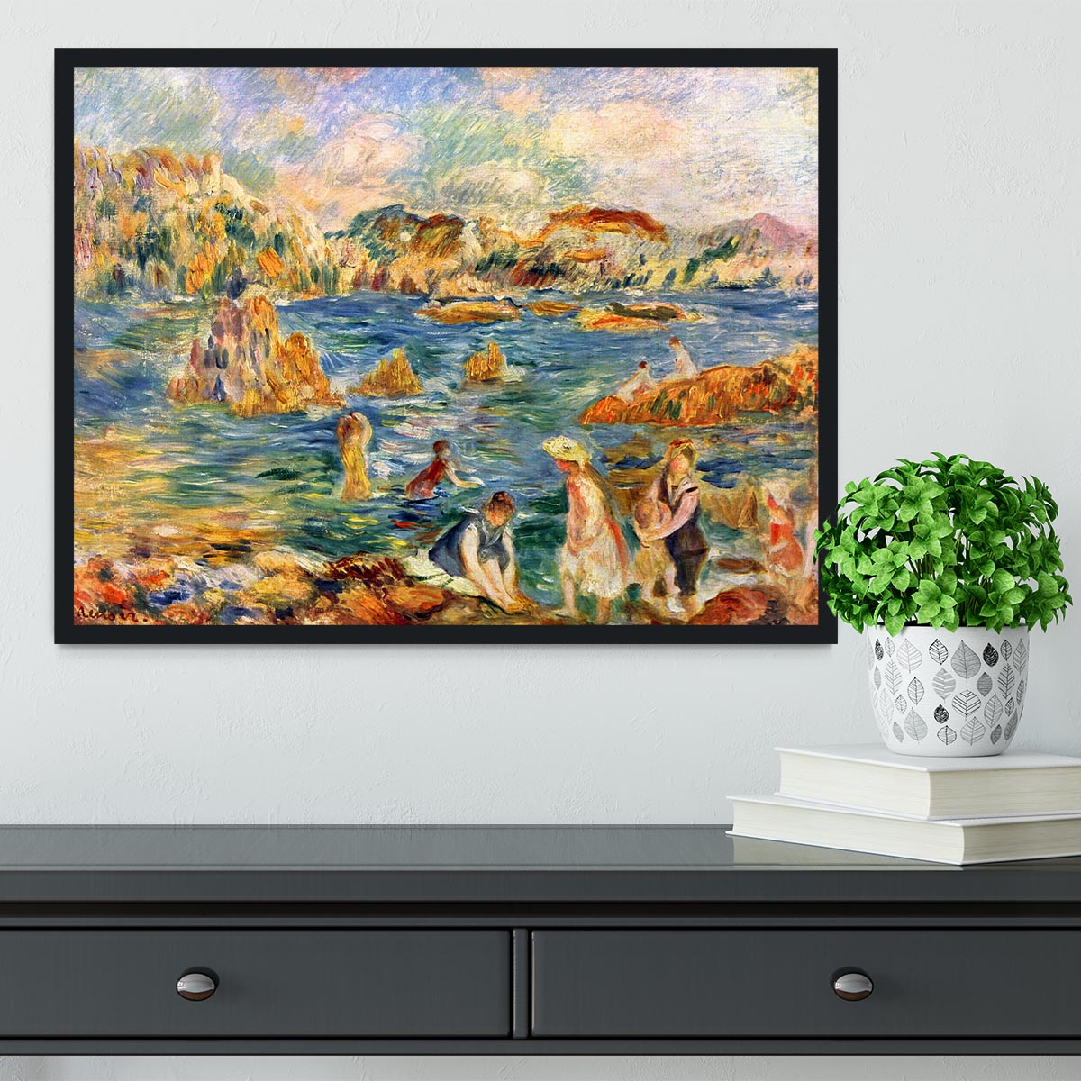 At the beach of Guernesey by Renoir Framed Print - Canvas Art Rocks - 2