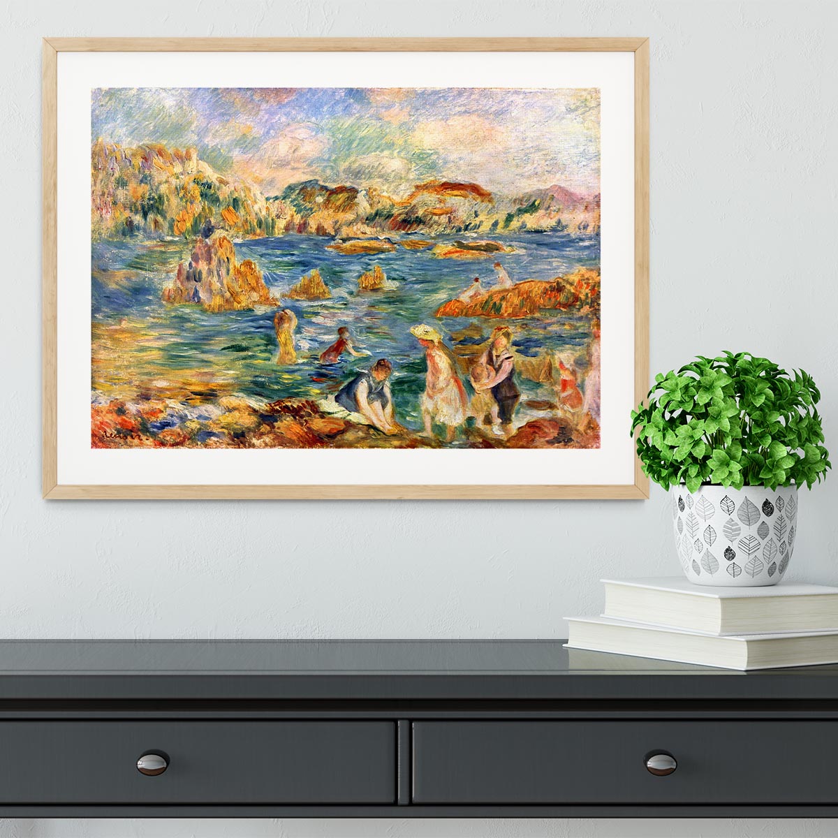 At the beach of Guernesey by Renoir Framed Print - Canvas Art Rocks - 3