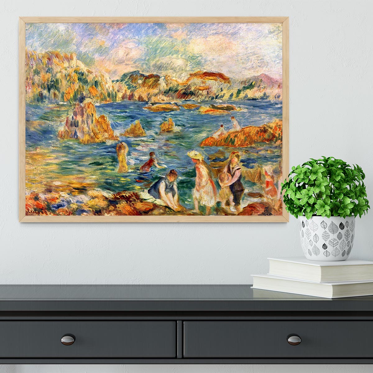 At the beach of Guernesey by Renoir Framed Print - Canvas Art Rocks - 4