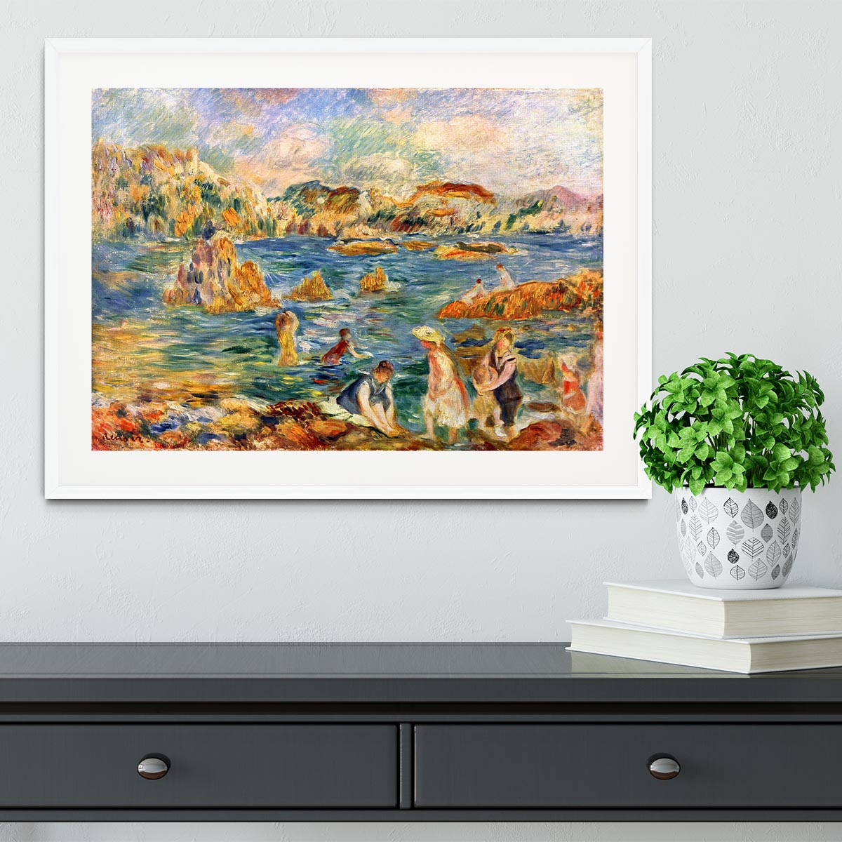 At the beach of Guernesey by Renoir Framed Print - Canvas Art Rocks - 5