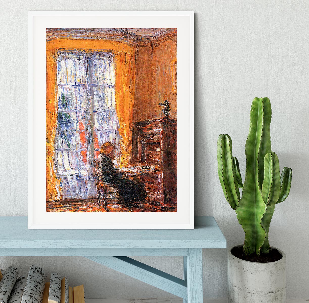 At the desk by Hassam Framed Print - Canvas Art Rocks - 5