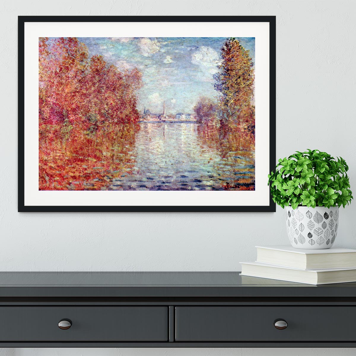 Autumn in Argenteuil by Monet Framed Print - Canvas Art Rocks - 1
