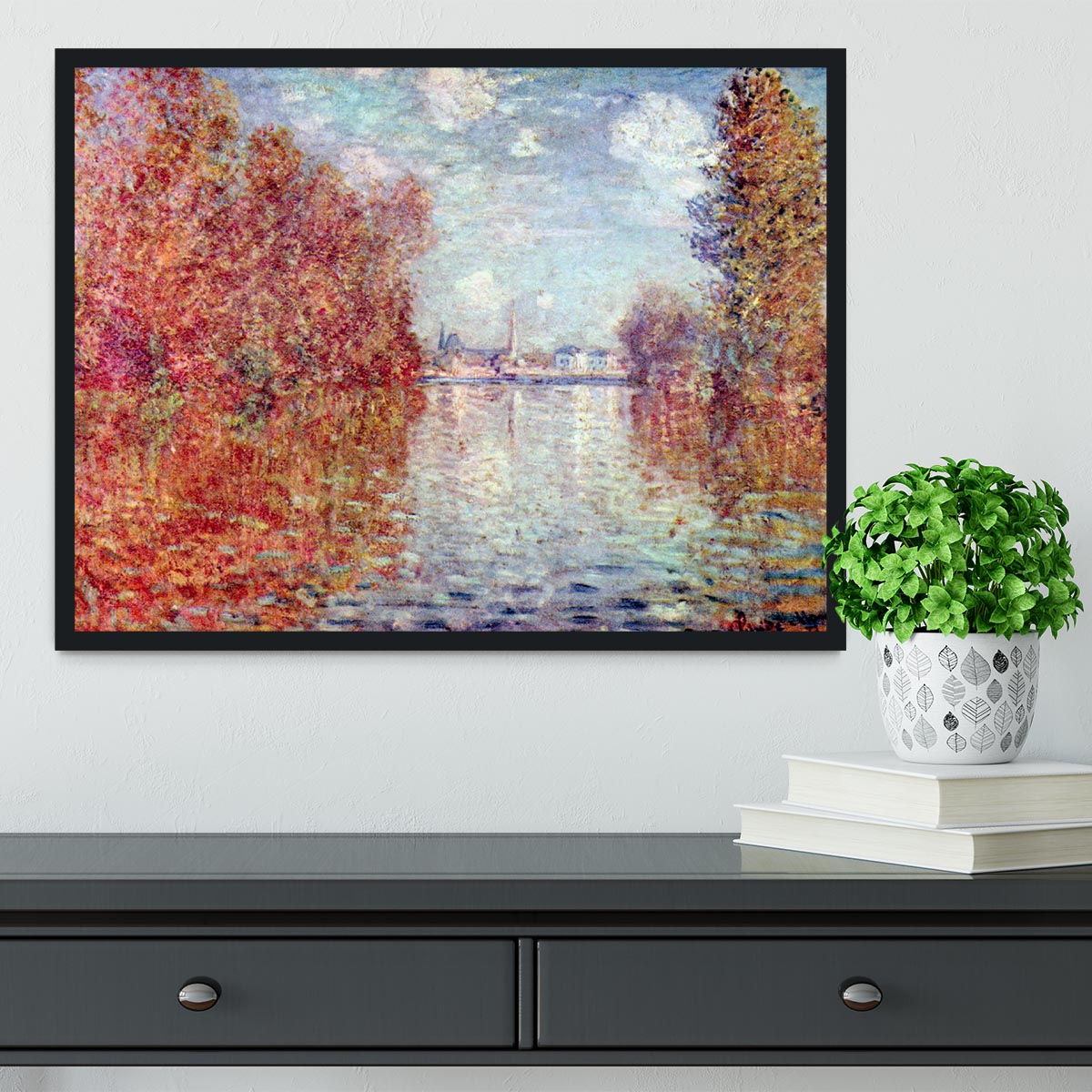 Autumn in Argenteuil by Monet Framed Print - Canvas Art Rocks - 2