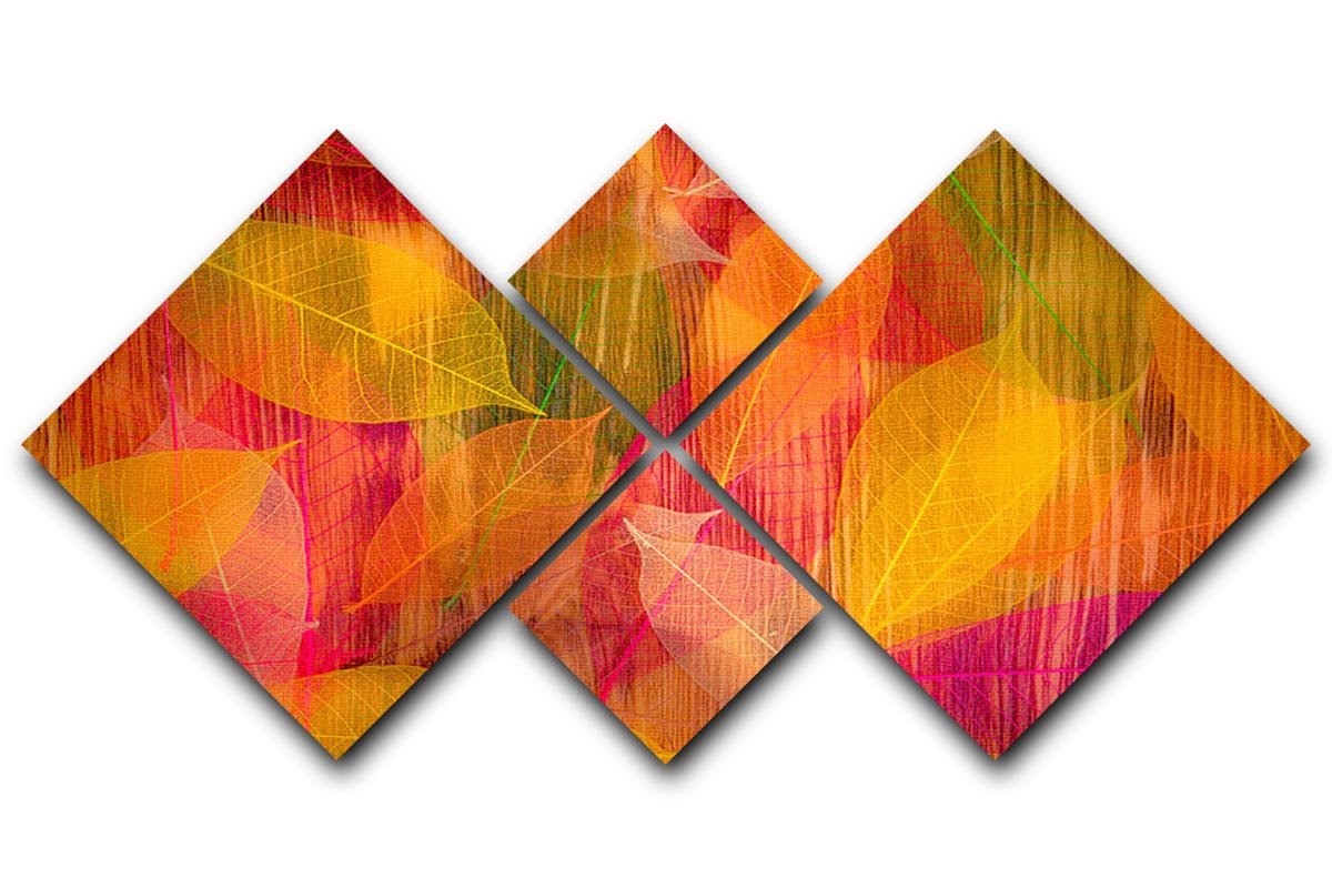 Autumn leaves texture 4 Square Multi Panel Canvas  - Canvas Art Rocks - 1