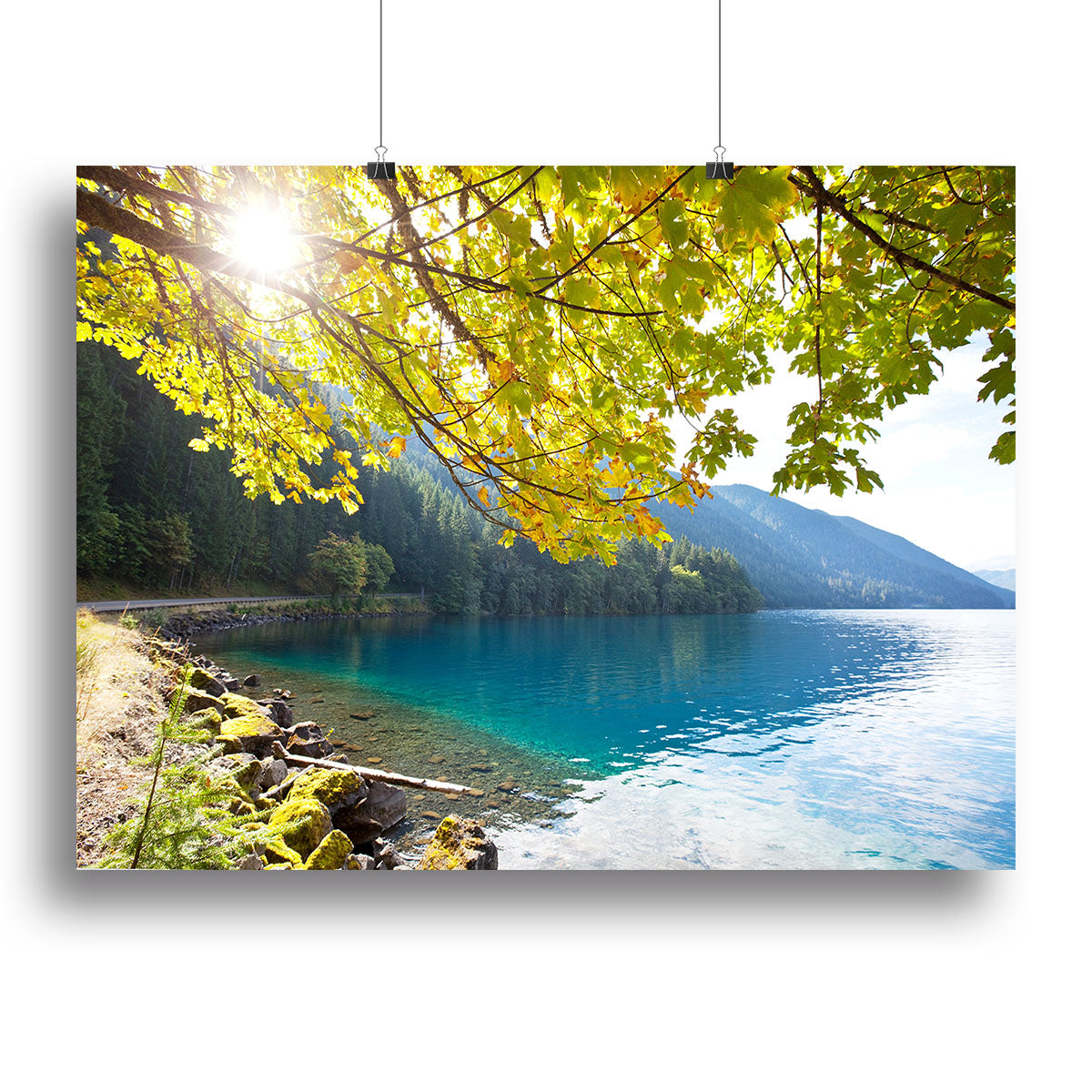 Autumn sun flare on lake Canvas Print or Poster - Canvas Art Rocks - 2