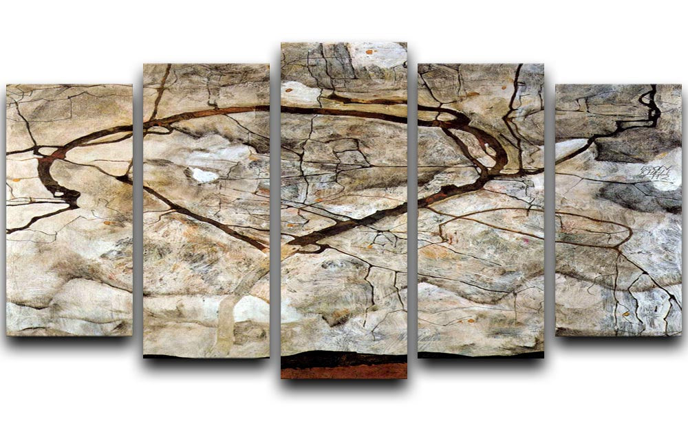 Autumn tree in the wind Egon Schiele 5 Split Panel Canvas - Canvas Art Rocks - 1