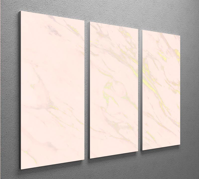 Baby Pink Marble with Gold Veins 3 Split Panel Canvas Print - Canvas Art Rocks - 2