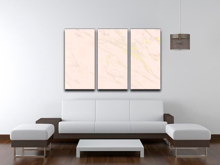 Baby Pink Marble with Gold Veins 3 Split Panel Canvas Print - Canvas Art Rocks - 3