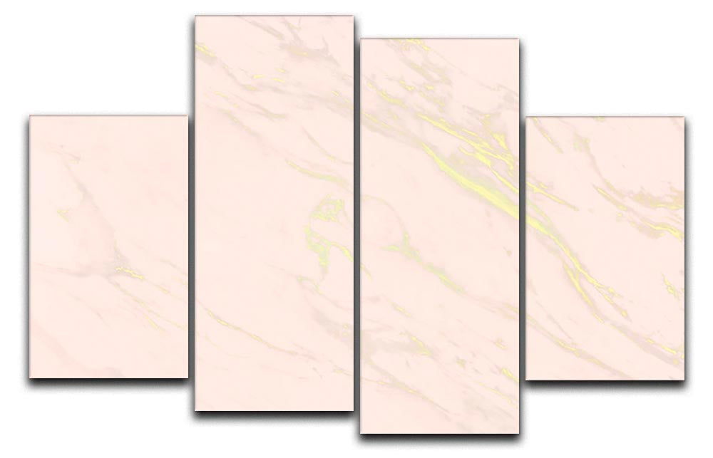 Baby Pink Marble with Gold Veins 4 Split Panel Canvas - Canvas Art Rocks - 1