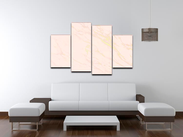 Baby Pink Marble with Gold Veins 4 Split Panel Canvas - Canvas Art Rocks - 3