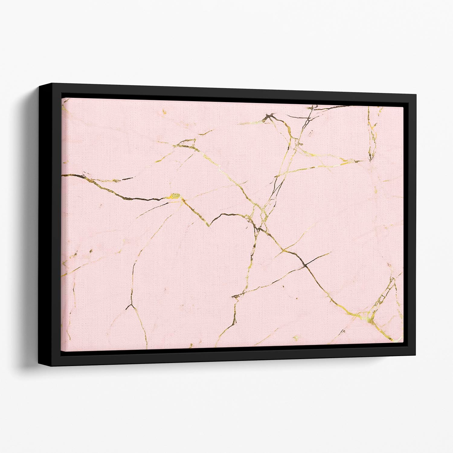 Baby Pink and Gold Marble Floating Framed Canvas - Canvas Art Rocks - 1