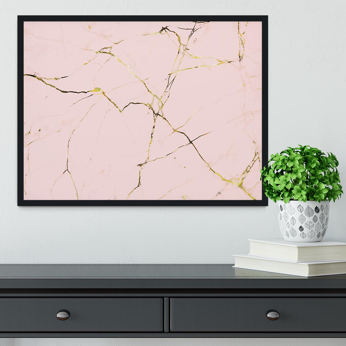 Baby Pink and Gold Marble Framed Print - Canvas Art Rocks - 2