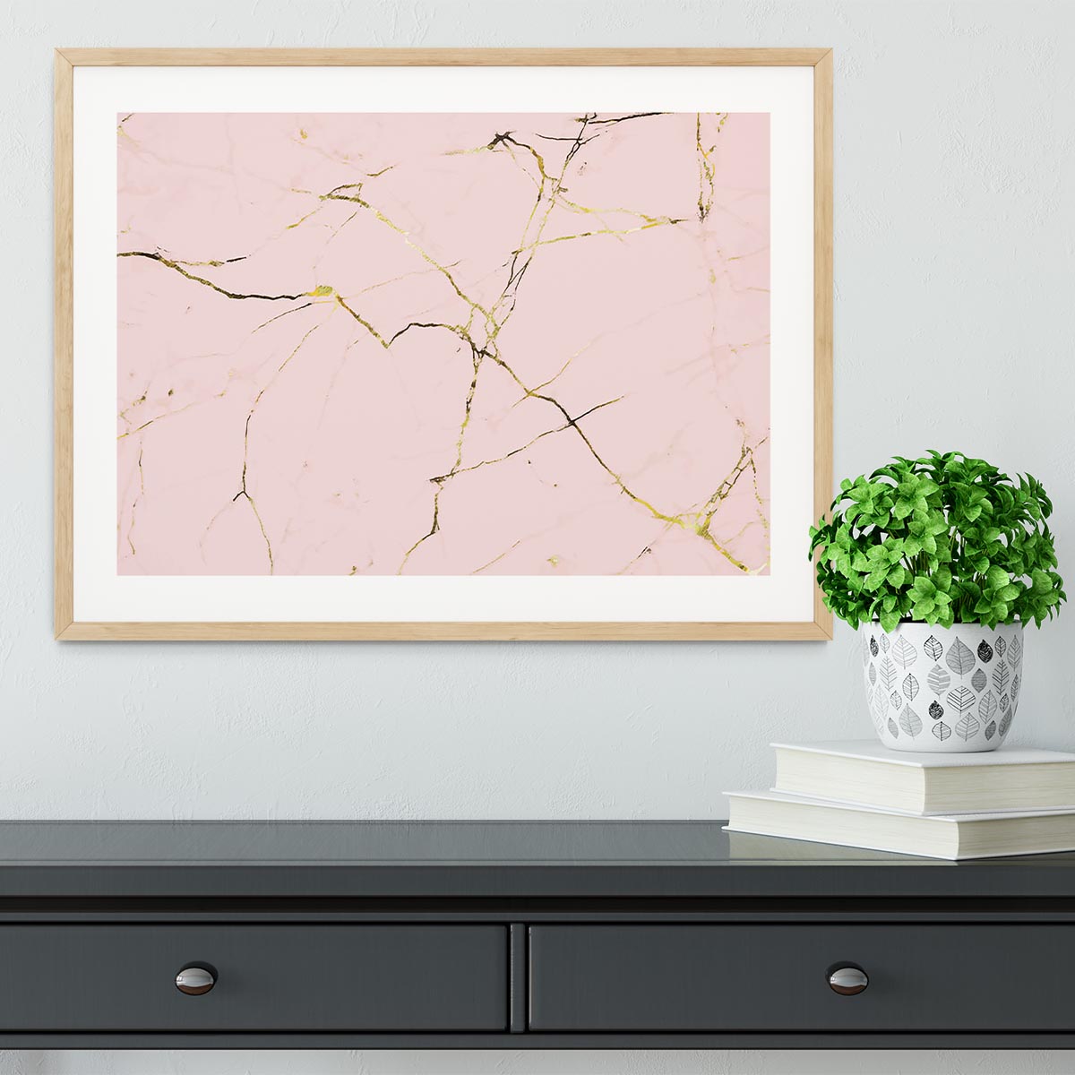 Baby Pink and Gold Marble Framed Print - Canvas Art Rocks - 3