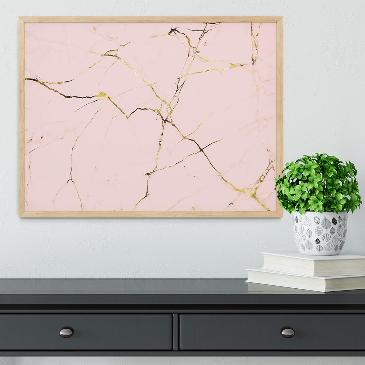 Baby Pink and Gold Marble Framed Print - Canvas Art Rocks - 4
