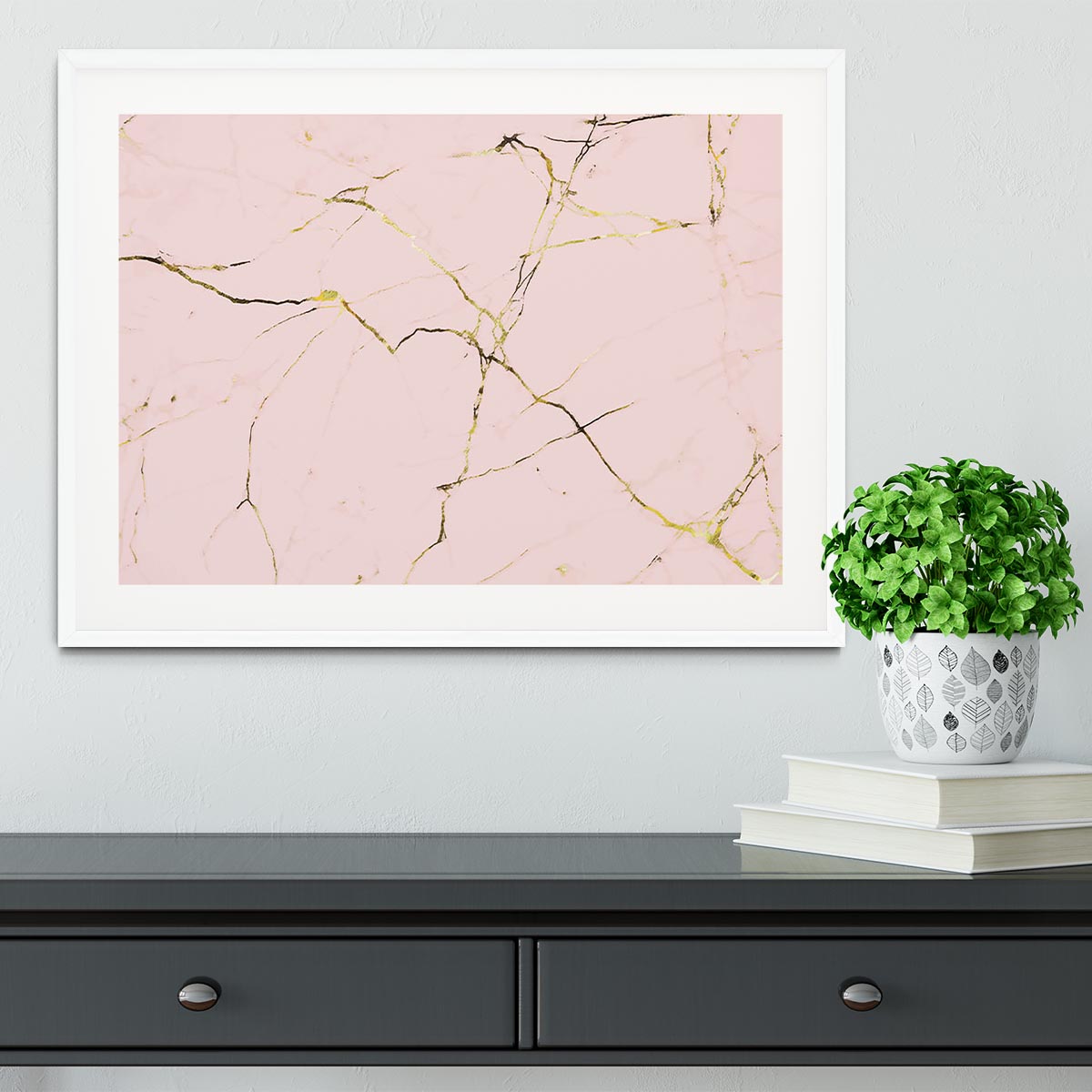 Baby Pink and Gold Marble Framed Print - Canvas Art Rocks - 5