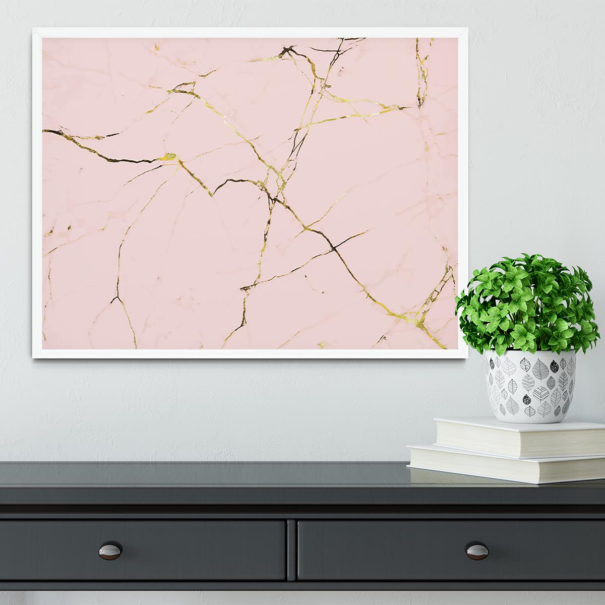 Baby Pink and Gold Marble Framed Print - Canvas Art Rocks -6