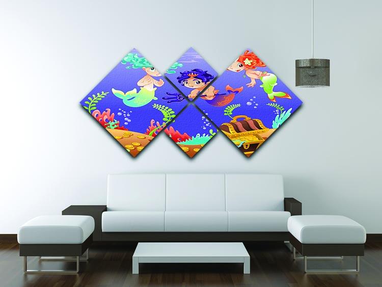 Baby Sirens and Baby Triton 4 Square Multi Panel Canvas - Canvas Art Rocks - 3