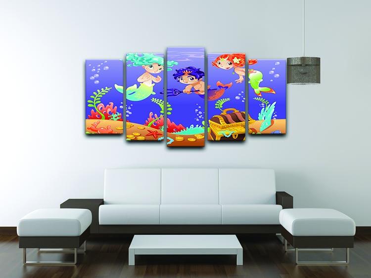 Baby Sirens and Baby Triton 5 Split Panel Canvas - Canvas Art Rocks - 3